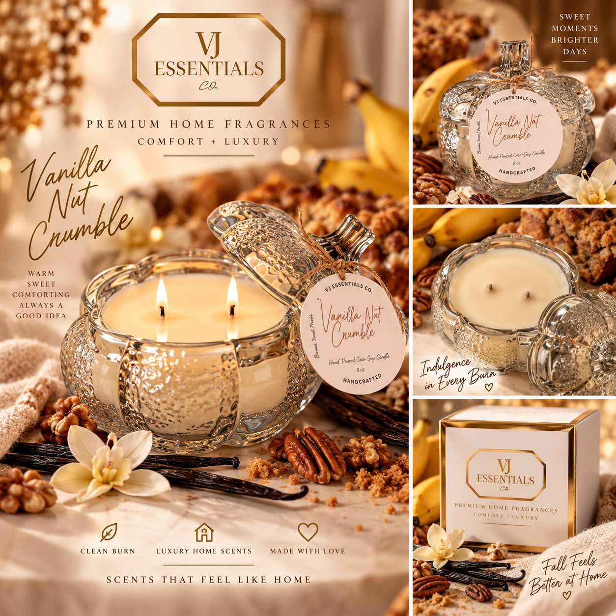 Vanilla Nut Crumble Candle - Seasonal Candle Collection
